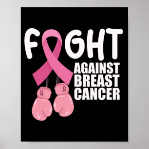 Pink Ribbon Cancer Awareness Breast Cancer Fight  Poster