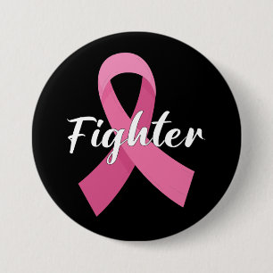 Pink Ribbon Cancer Awareness Breast Cancer Fighter 7.5 Cm Round Badge