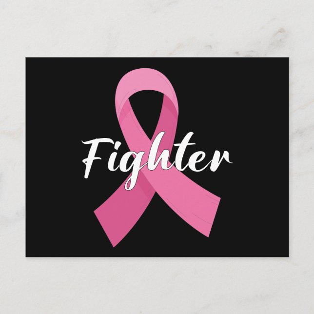 Pink Ribbon Cancer Awareness Breast Cancer Fighter Postcard (Front)