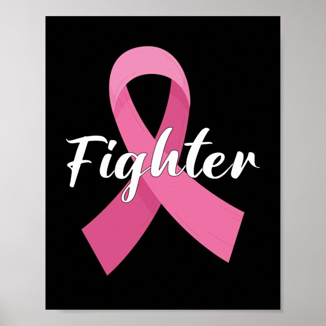 Pink Ribbon Cancer Awareness Breast Cancer Fighter Poster (Front)