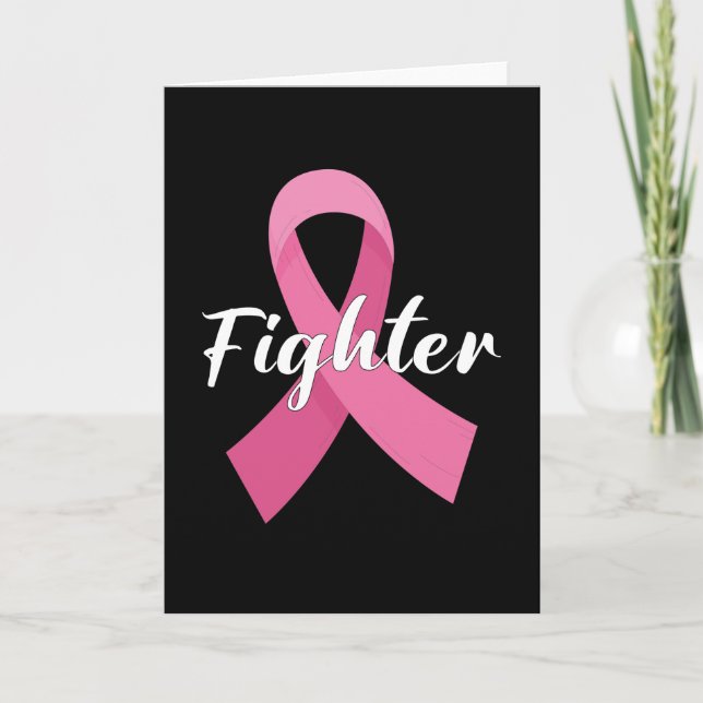 Pink Ribbon Cancer Awareness Breast Cancer Fighter Thank You Card (Front)