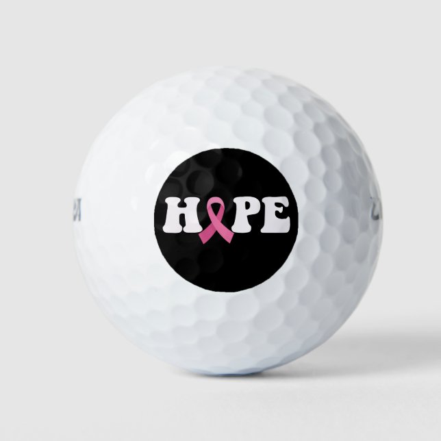 Pink Ribbon Cancer Awareness Breast Cancer Hope  Golf Balls (Front)