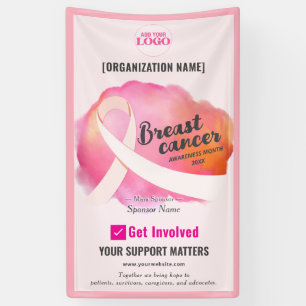 Pink Ribbon Cancer Awareness Fundraiser Campaign Banner