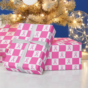 Pink Ribbon Chequerboard – Breast Cancer Awareness Wrapping Paper