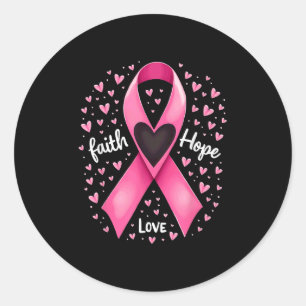 Pink Ribbon Christian Faith Hope Love Breast Cance Classic Round Sticker