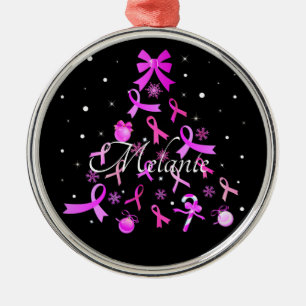 Pink Ribbon Christmas Tree Metal Tree Decoration