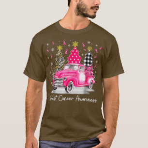 Pink Ribbon Christmas Vintage Truck Breast Cancer T-Shirt