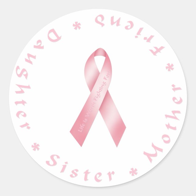 Pink Ribbon Classic Round Sticker (Front)