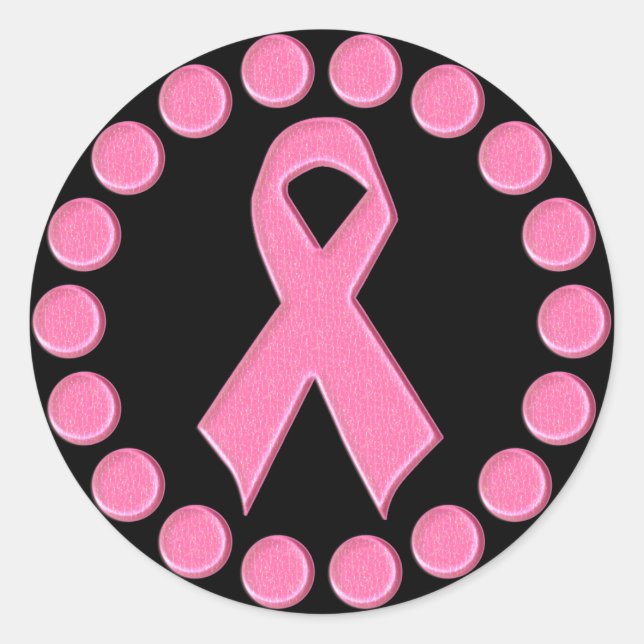 PINK RIBBON CLASSIC ROUND STICKER (Front)