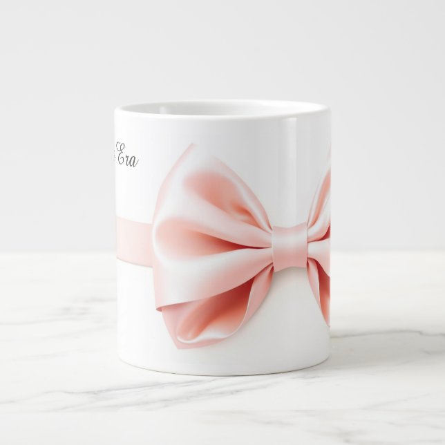 Pink Ribbon Coquette Aesthetic Valentine Large Coffee Mug (Front)
