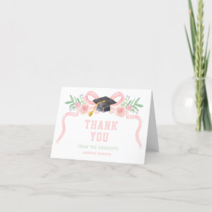 Pink Ribbon Coquette Graduation Thank You Card
