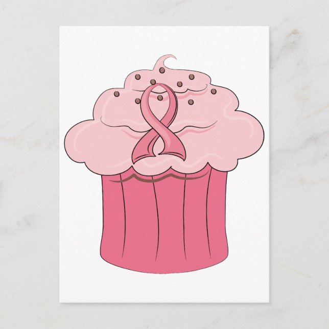 Pink Ribbon Cupcake Breast Cancer Postcard (Front)