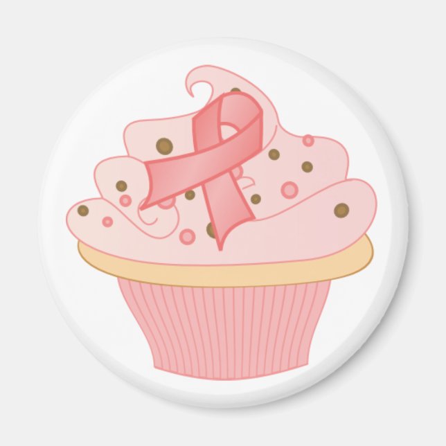 Pink Ribbon Cupcake Magnet (Front)