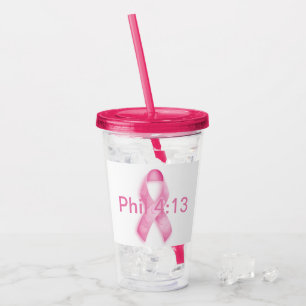 Pink Ribbon Customise It add name or initials! Acrylic Tumbler