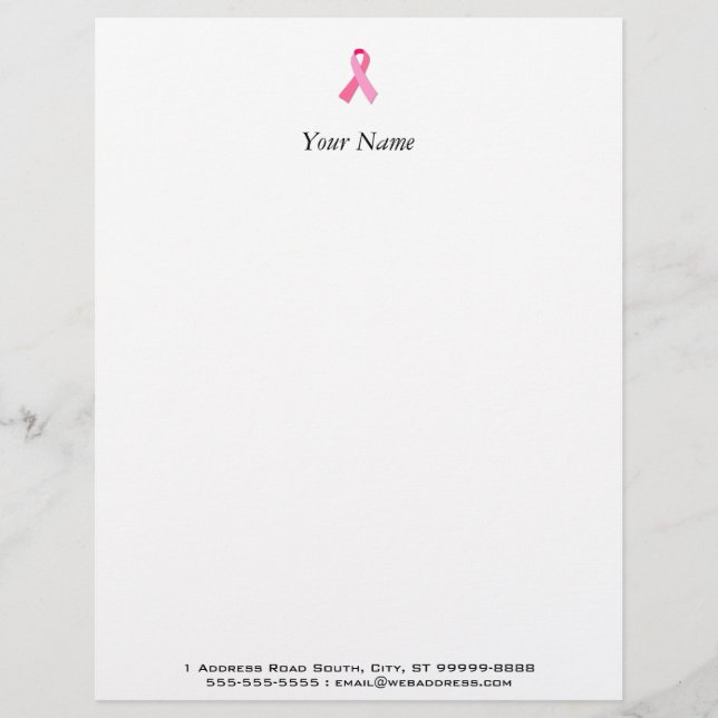 Pink Ribbon Customized Letterhead (Front)