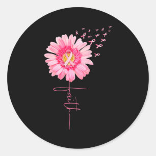 Pink Ribbon Daisy Faith - Breast Cancer Awareness Classic Round Sticker