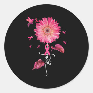 Pink Ribbon Daisy Faith - Breast Cancer Awareness  Classic Round Sticker