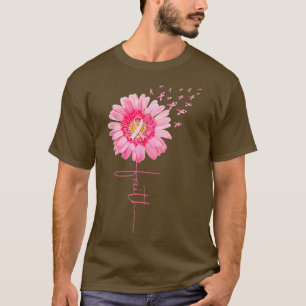 Pink Ribbon Daisy Faith  Breast Cancer Awareness M T-Shirt