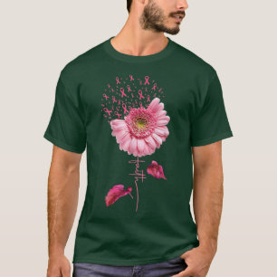 Pink Ribbon Daisy Faith Breast Cancer Awareness M T-Shirt