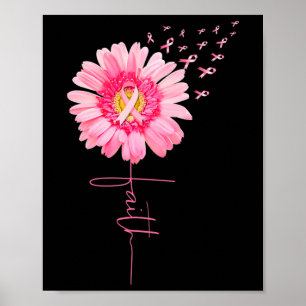 Pink Ribbon Daisy Faith - Breast Cancer Awareness Poster