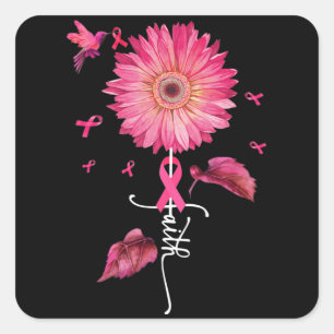 Pink Ribbon Daisy Faith - Breast Cancer Awareness  Square Sticker