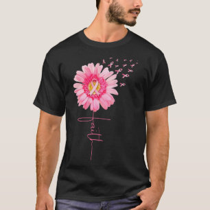 Pink Ribbon Daisy Faith - Breast Cancer Awareness  T-Shirt