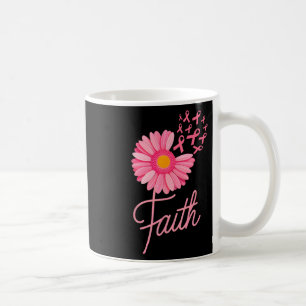 Pink Ribbon Daisy Flower Faith Breast Cancer Aware Coffee Mug