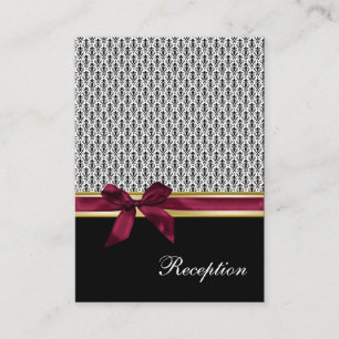 pink ribbon damask Reception Cards