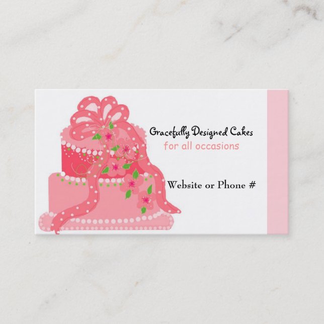 Pink Ribbon Designer Cake Business Card (Front)
