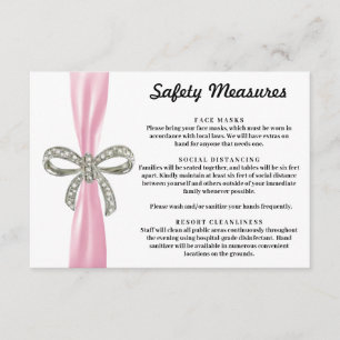 Pink Ribbon Diamond Bow Safety Measures Enclosure Card