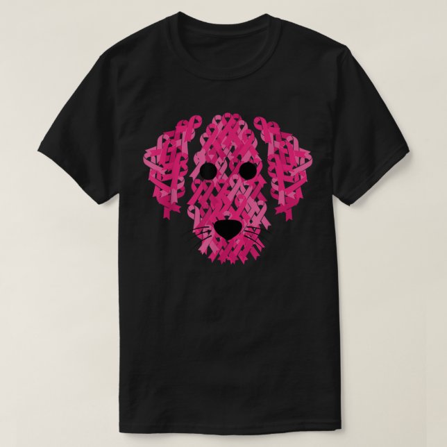 Pink Ribbon Dog Inspirational Breast Cancer Awaren T-Shirt (Design Front)