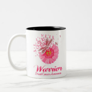 Pink Ribbon Dragonfly Sunflower Warrior Breast Two-Tone Coffee Mug