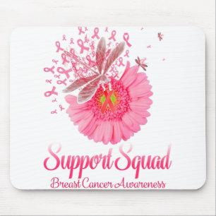Pink Ribbon Dragonfly Sunflower Warrior Support Mouse Mat