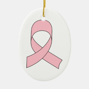Pink Ribbon Drawing Ceramic Tree Decoration
