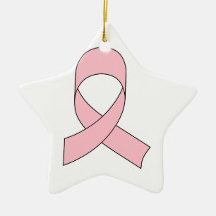 Pink Ribbon Drawing Ceramic Tree Decoration
