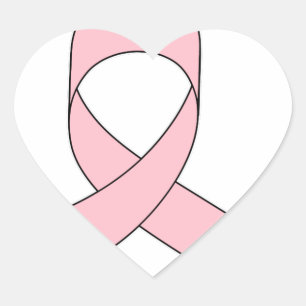 Pink Ribbon Drawing Heart Sticker
