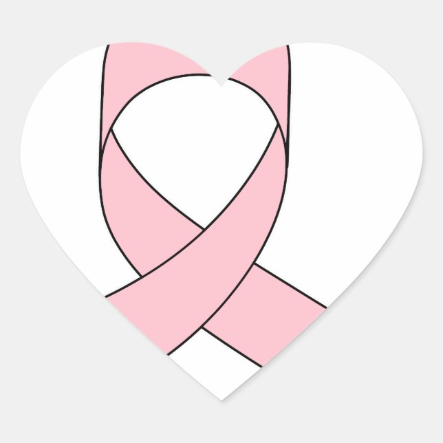 Pink Ribbon Drawing Heart Sticker (Front)