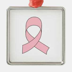 Pink Ribbon Drawing Metal Tree Decoration