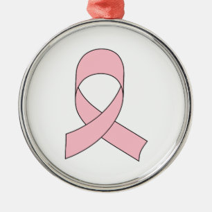 Pink Ribbon Drawing Metal Tree Decoration