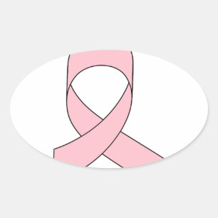 Pink Ribbon Drawing Oval Sticker