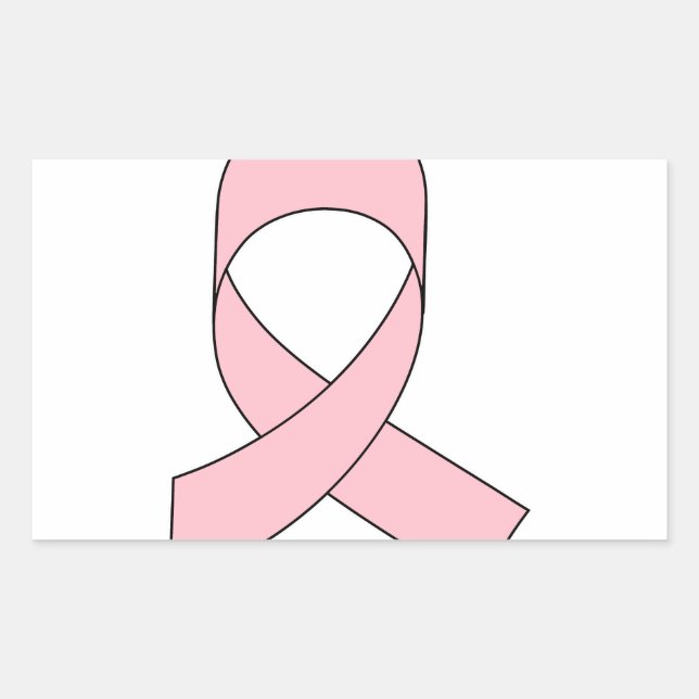 Pink Ribbon Drawing Rectangular Sticker (Front)