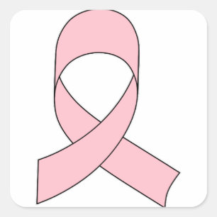 Pink Ribbon Drawing Square Sticker