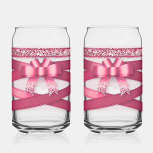 Pink Ribbon Drinkware Set Can Glass