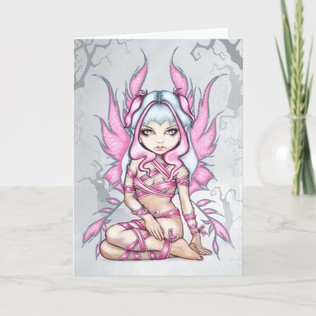 "Pink Ribbon Fairy" Greeting Card (Front)