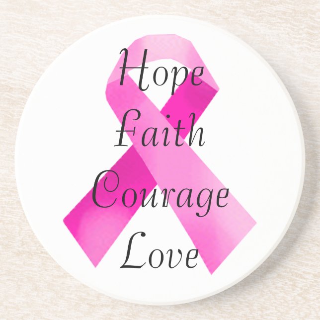 Pink  Ribbon Faith Coaster (Front)