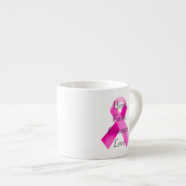 Pink Ribbon Faith Espresso Mug (Front Right)
