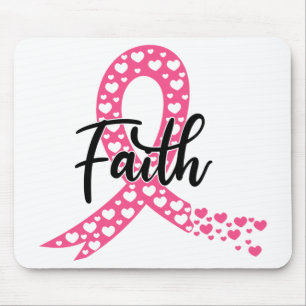 Pink Ribbon Faith Fighter Warrior Breast Cancer  Mouse Mat