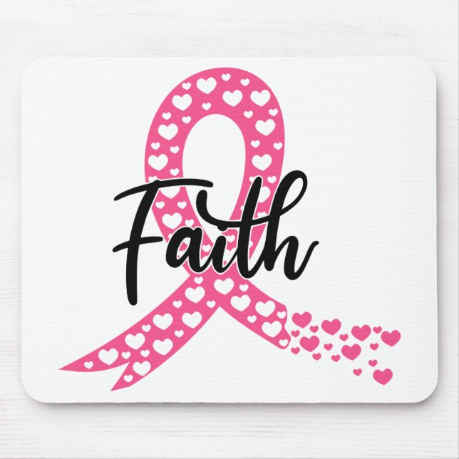 Pink Ribbon Faith Fighter Warrior Breast Cancer  Mouse Mat (Front)