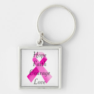 Pink Ribbon Faith Key Chain