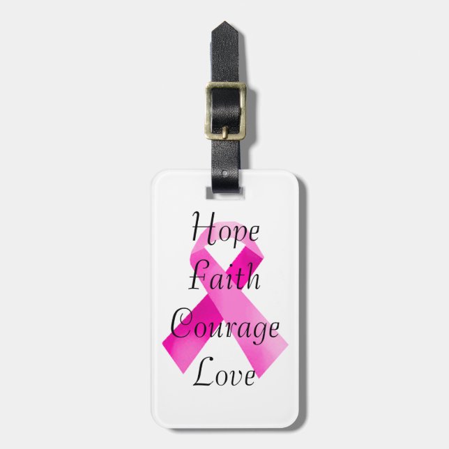 Pink Ribbon Faith Luggage Tag (Front Vertical)